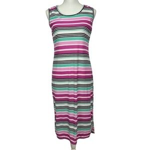 BOBBIE BROOKS Women’s Maxi Beachie Knit Dress Sz Small Sleeveless Multi Color
